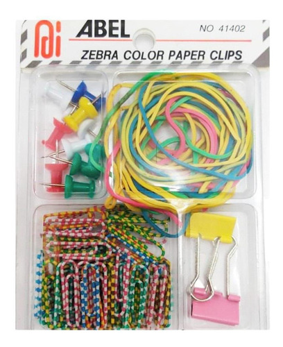 Kit Papelaria Clips, Pinos Prendedores E Elásticos Coloridos