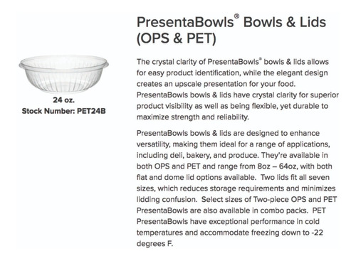 Bowl Para Ensalada Pet 24 Oz C/63 Pzs Solocup