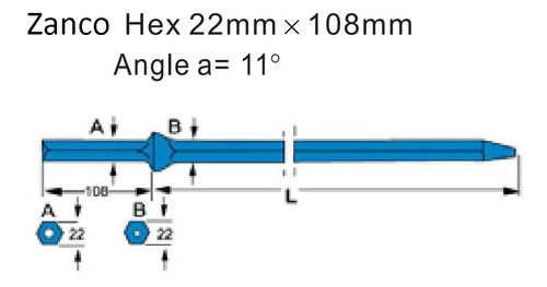 Barrena Rompedor 11° L80cm Hex22*108mm Perforadora Neumática