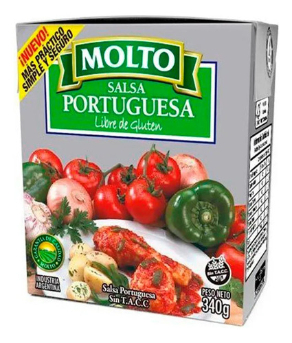 Salsa De Tomate Portuguesa 340g Tetrapacks Molto Sin T.a.c.c