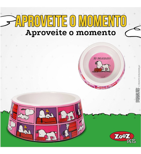Comedouro Cachorro Snoopy Modelo Quadrinhos Pink Zooz Pets