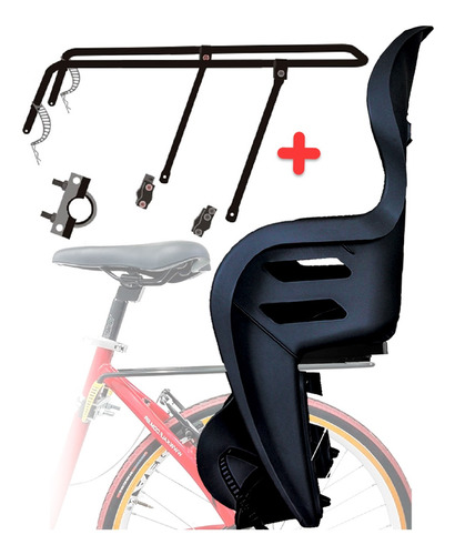 Imagem 3 de 7 de Kit Cadeirinha De Bicicleta Traseira Infantil C/ Bagageiro