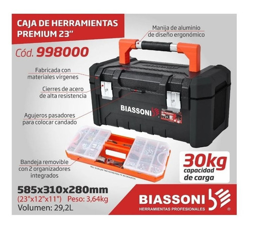 Caja Con Kit De Herramientas Premium 23 Biassoni 998000