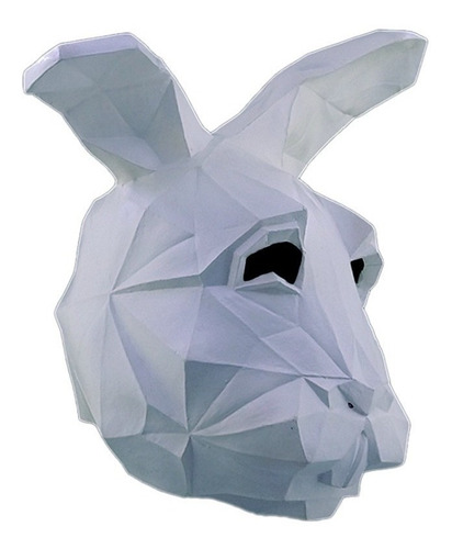 Máscara Conejo Con Polígonos En 3d Disfraz Bunny Divertido