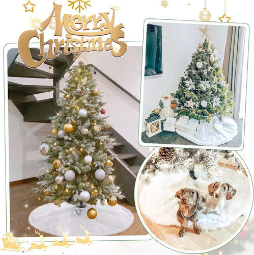 Faux Fur Tree Skirt White Christmas Tree Skirt For Merry ...
