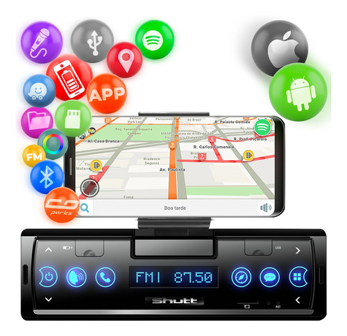 Som Automotivo Shutt Smart Usb Bluetooth Rca Sd Receiver