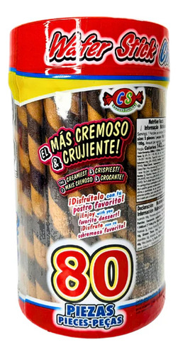 Wafer Stick Chocolate 80 Pz C/u Barquillo Relleno