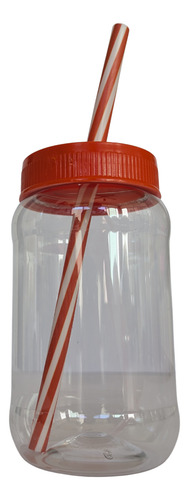 50 Pzas | Jar Cilindro Tapa Popote | Reutilizable | Eventos Naranja Oscuro