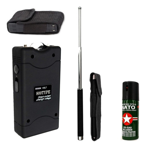 Kit Defensa Personal: Baston Expandible - Linterna 800 Nato 