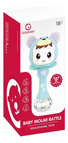 Sonajero Musical Bebe Maraca Con Luz Y Sonidos Color Celeste