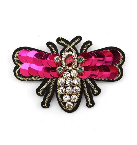 Broche Insecto Libelulla De Pedreria Estilo Gucci Fucsia