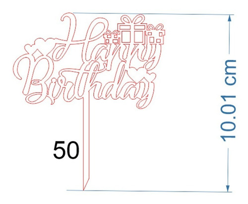 Mini Cake Topper Lote De 50 Letreros De 10 Cm De Altura