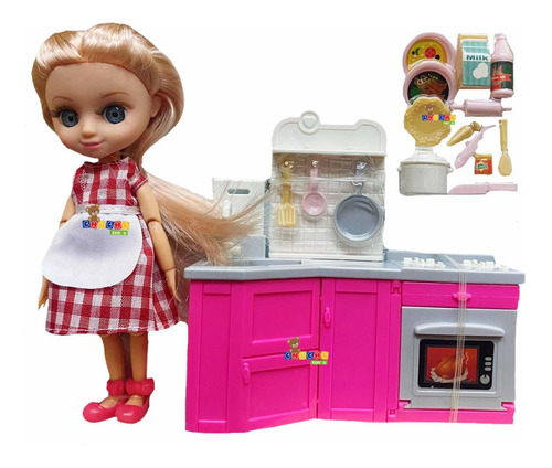 Muñeca Con Cocina Y Accesorios Juguete