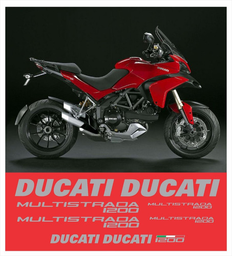 Kit Adesivo Compatível Ducati 1200 Multistrada 1200 Vermelha Cor PADRÃO