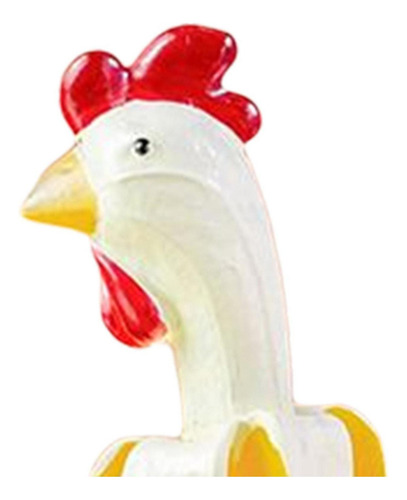 Figuritas De Resina De Gallo 3.7x4x7.15cm Blanco Amarillo