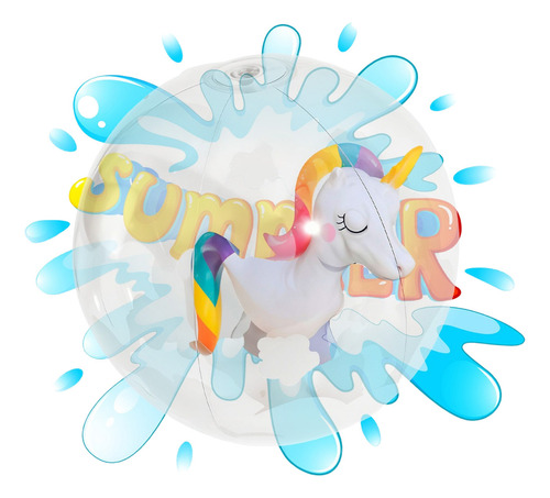 Pelota Inflable Playa Alberca Unicornio Verano Juego Acuatic