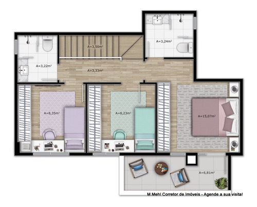 Imagem 24 de 30 de Apartamento Com 2 Dormitórios À Venda Com 157m² Por R$ 335.000,00 No Bairro Neoville - Curitiba / Pr - M2ne-sng