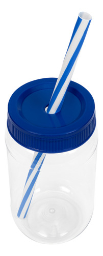 90 Vasos De Fiesta Con Tapa Popote Cilindro 500 Ml Reusable Azul Marino