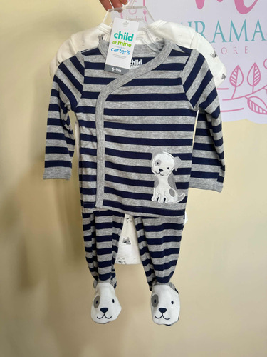 Pijama De 3 Piezas Para Niño Marca Carters. Talla 6-9 Meses
