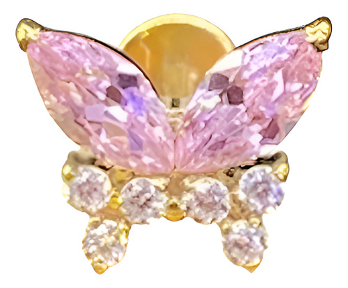 Piercing Orelha Titanio Borboleta Labret Hélix Conch Tragus Cor Dourado