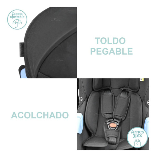 Carriola Travel System Confety Galactus Genesis Portabeb 360 Negro Dorado