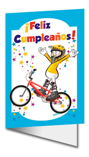 Dos Tarjetas De Feliz Cumpleaños. Niño En Bicicross Y Sobres