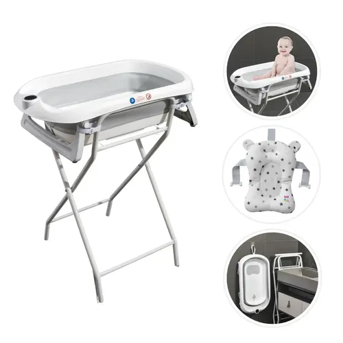 Banheira Para BB Dobrável C/suporte Wish Branco Maxi Baby