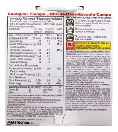 Pack Sopa Maruchan 12 Piezas Sabor Carne De Res De 64 Grs. C