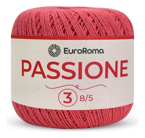 Linha Passione Euroroma Barbante Nº3 400m 150g Crochê Tricô Cor 1070 - Melancia