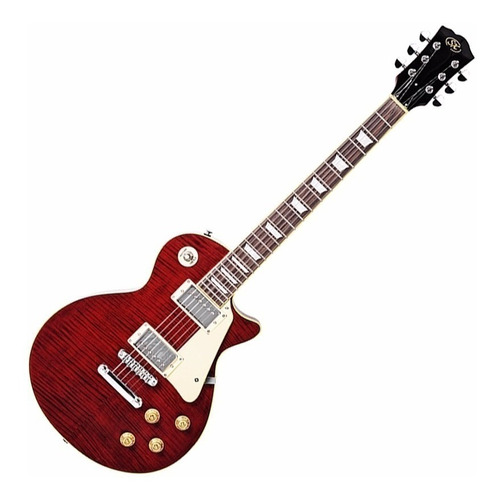 Guitarra Sx Les Paul Ef3d Twr Les Pool Red, color rojo translúcido, orientación con la mano derecha