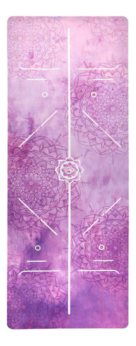 Om Joy tapete yoga estampado com borracha natural linhas de postura cor violeta