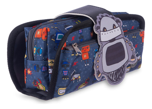 Cartuchera Escolar Infantil Heroes 2 Cierres Canopla Talbot Color Negro