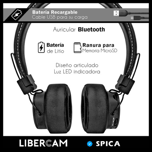 Imagen 5 de 10 de Auriculares Spica Sp-420 Vincha Bluetooth Inalambrico Radio