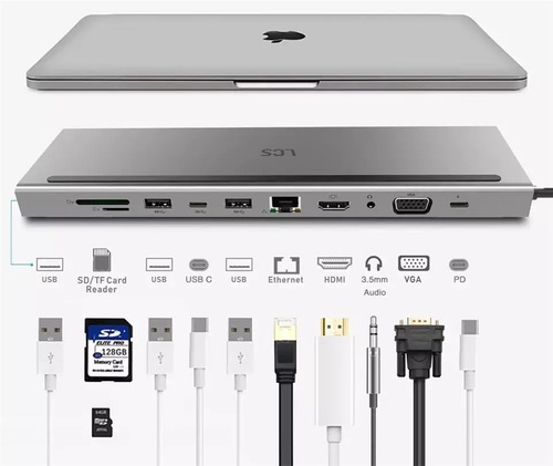 Hub Adaptador 11 En 1 Dock Station Usb C 3.0 Hdmi 4k Usb Lcs