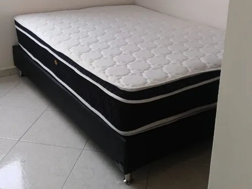 Combo Base Cama 140x190 Y Colchón Ecopillow Semiortopedico