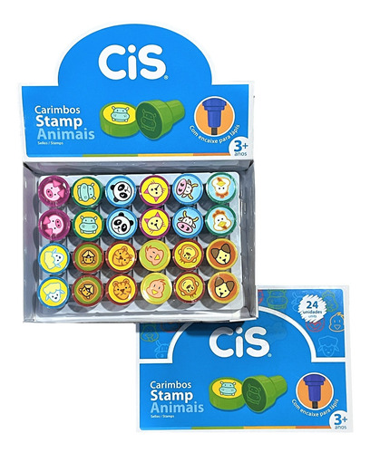 Carimbo Pedagogico Infantil Cis Stamp Animais Caixa C/ 24