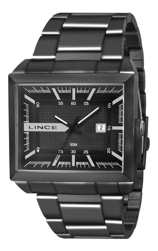 Relogio Masculino Preto Quadrado Data Lince Mqn4267s P1px