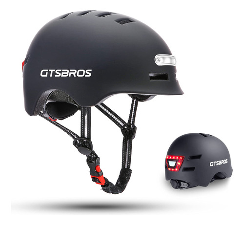 Gtsbros Casco De Bicicleta Para Adultos Con Luz  Luces Led 