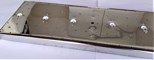 Imagem 4 de 9 de Base De Aço Inox 66x22cm Para Montagem De Lustres 90 Furos