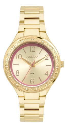 Relógio feminino Condor COPC21AEAT dourado, analogica, com correia de aço inoxidável cor dourado