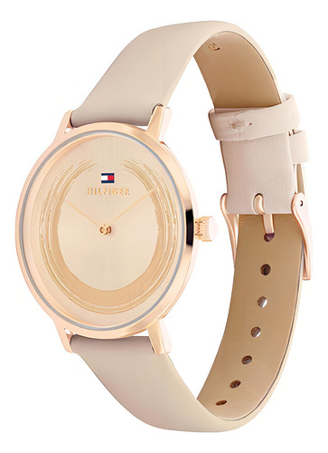 Reloj Tommy Hilfiger Mujer Tea Cuero Beige 1782602 Color de la malla Caqui Color del bisel RosĂȘ Color del fondo Dorado