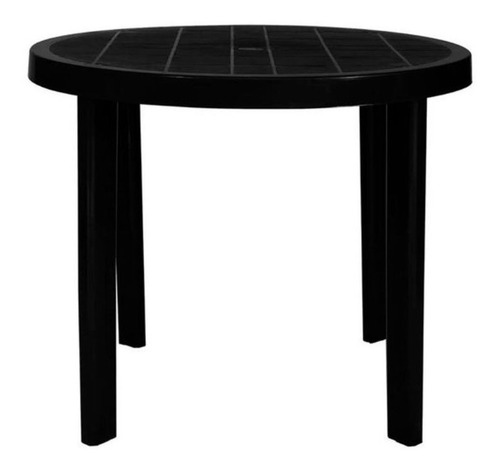 Mesa Pvc 90cm Para Patio Jardin Exterior Negra Js