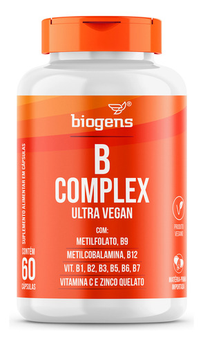 Suplemento Em Cápsulas Biogens Vegana B Complex Ultra Sabor Neutro Em Frasco De 150ml 60 Un