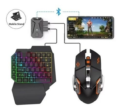 Combo Gamer Para Celular Bluetooth 4 En 1 Teclado + Mouse