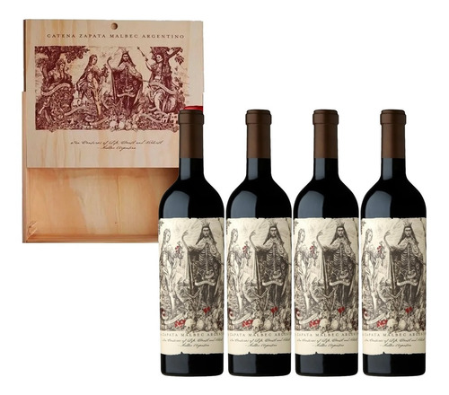 Vino Catena Zapata Malbec Argentino 750 Ml - Caja Madera X 4