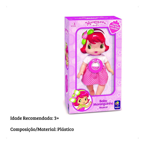 Brinquedo Boneca Baby Moranguinho Com Som Mimo Toys