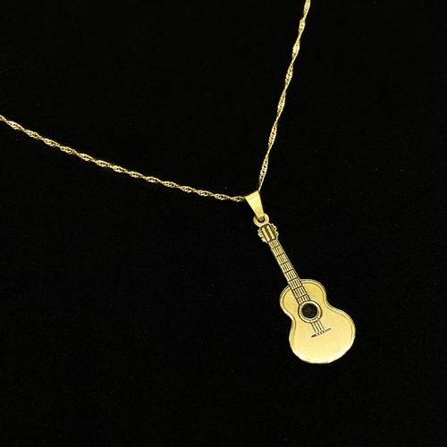 Cadena Y Dije Guitarra Criolla Música Músico Oro 18k Oro 18k 45 Cm