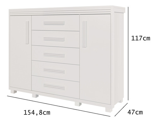Cômoda Grande Para Quarto De Casal Reforçada Mdf Pé Madeira