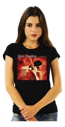 Polera Mujer Jimi Hendrix Live In Woodstock Rock Impresión D