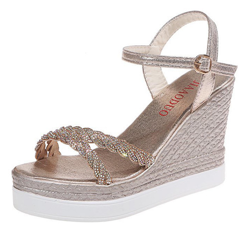 Zapatos De Verano Para Mujer Con Tacón Y Hebilla Metálica, S